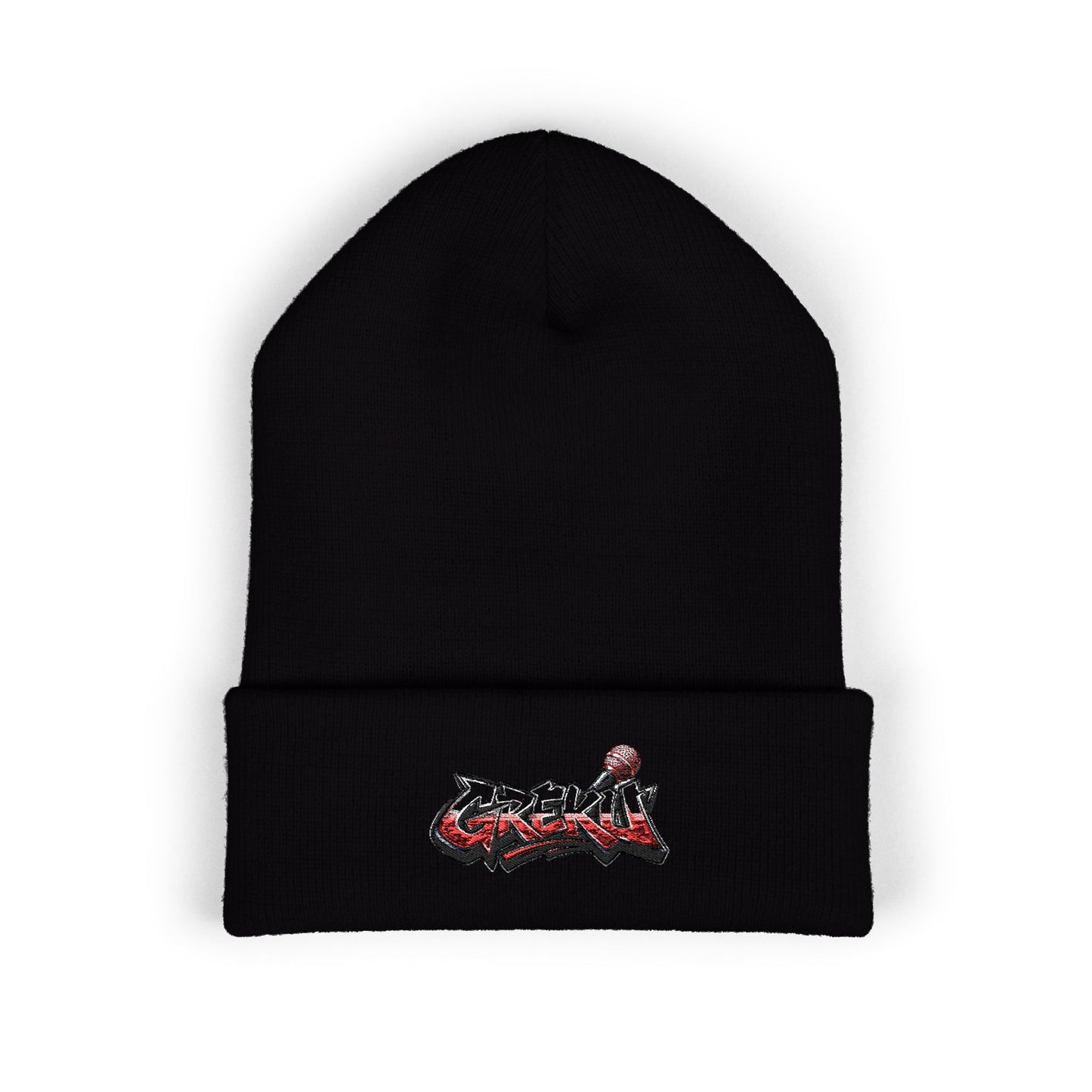 Greku Embroidered Beanie — Classic Cuffed Knit Hat